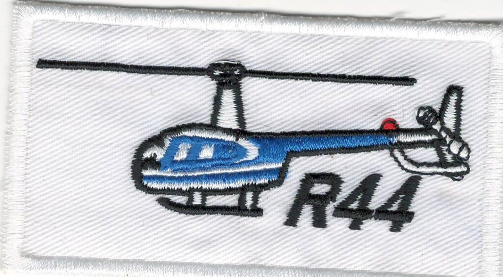 Robinson R44 helicopter sew-on patch for pilot jackets and flight suits.