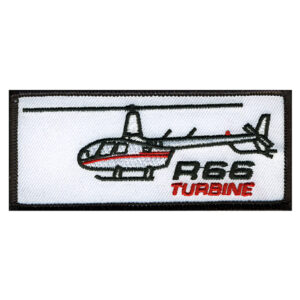 Robinson R66 helicopter sew-on patch for pilot jackets and flight suits.